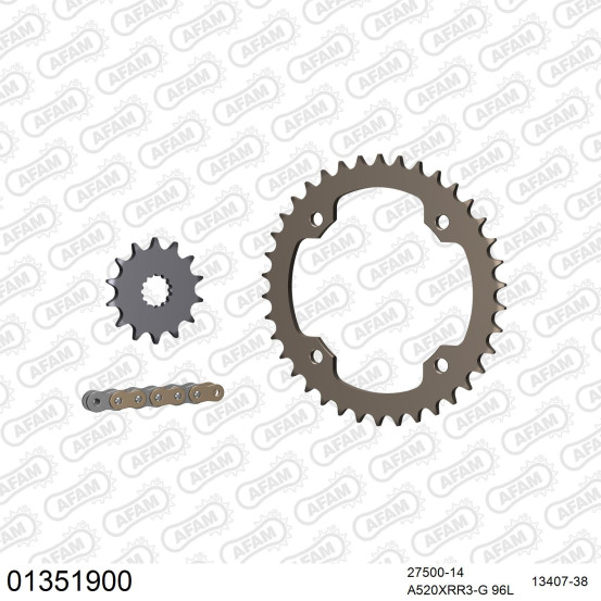 Kit chaine 520 AFAM - Couronne alu anti-boue - Type de chaine au choix - YAMAHA YFZ 450 S 2003-2013