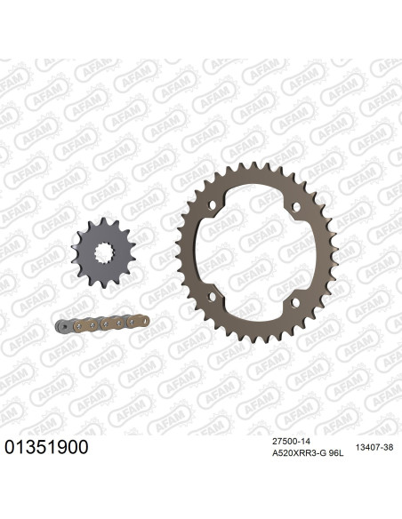 Kit chaine 520 AFAM - Couronne alu anti-boue - Type de chaine au choix - YAMAHA YFZ 450 S 2003-2013