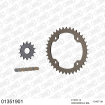 Kit chaine 520 AFAM - Couronne alu anti-boue - Type de chaine au choix - YAMAHA YFZ 450 R 2009-2023