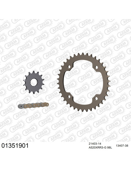 Kit chaine 520 AFAM - Couronne alu anti-boue - Type de chaine au choix - YAMAHA YFZ 450 R 2009-2023
