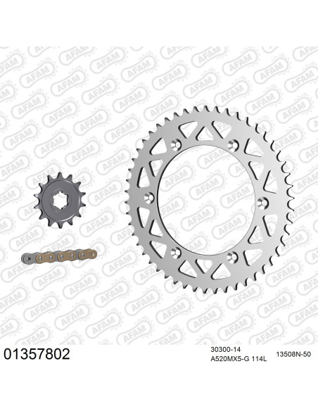 Kit chaine 520 AFAM - Couronne alu anti-boue - Type de chaine au choix - YAMAHA YZ 490 1984-1990