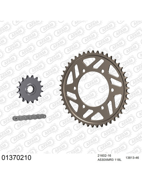 Kit chaine 530 AFAM - Couronne alu - Type de chaine au choix - YAMAHA FZ 6 S2 FAZER 2007-2009