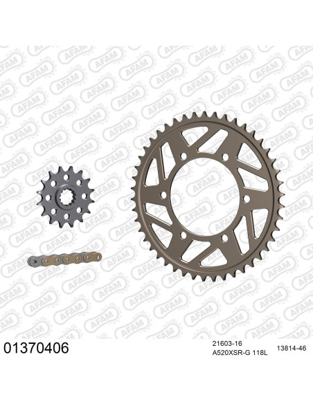 Kit chaine 520 AFAM - Couronne alu anti-boue - Type de chaine au choix - YAMAHA FZ 6 N / S 2004-2007
