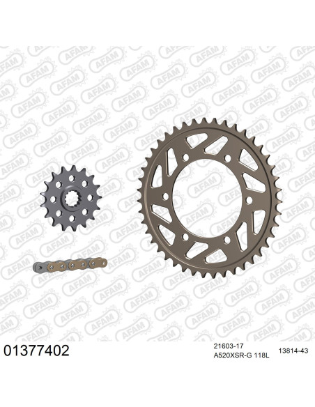Kit chaine 520 AFAM - Couronne alu anti-boue - Type de chaine au choix - YAMAHA YZF 750 R7 RACING 1999-2003