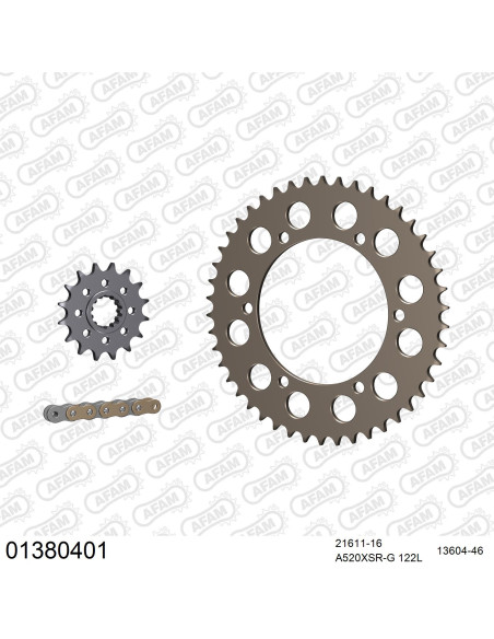 Kit chaine 520 AFAM - Couronne alu anti-boue - Type de chaine au choix - YAMAHA FZ 8 RACING 2010-2016