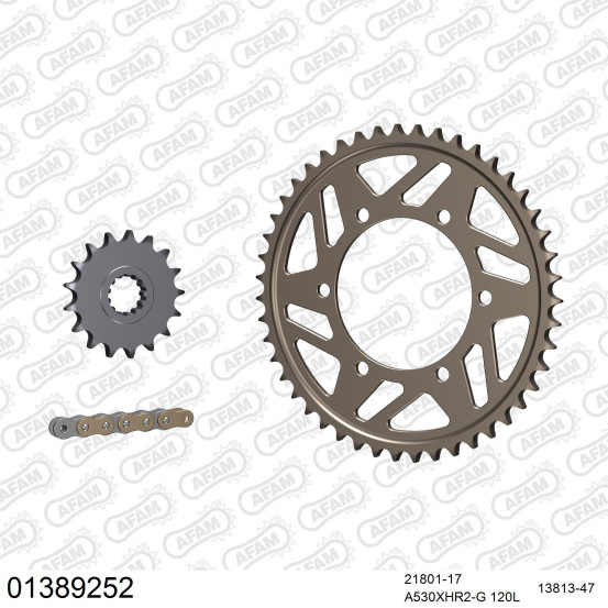 Kit chaine 530 AFAM - Couronne alu anti-boue - Type de chaine au choix - YAMAHA YZF 1000 R1 2009-2014
