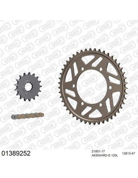 Kit chaine 530 AFAM - Couronne alu anti-boue - Type de chaine au choix - YAMAHA YZF 1000 R1 2009-2014
