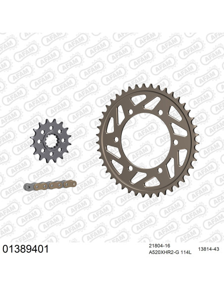 Kit chaine 520 AFAM - Couronne alu anti-boue - Type de chaine au choix - YAMAHA YZF 1000 R1 RACING 1998-2003