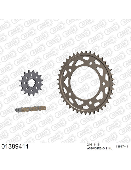 Kit chaine 520 AFAM - Couronne alu anti-boue - Type de chaine au choix - YAMAHA YZF-R1 / M 2015-2022