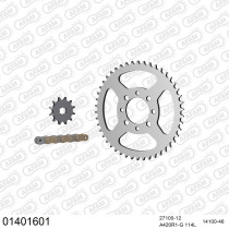 Kit chaine 420 AFAM - Couronne acier - Type de chaine au choix - SUZUKI TS 50 ER 21 VITESSE 1979-1980