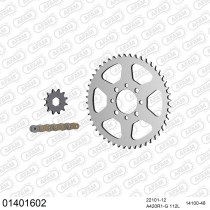 Kit chaine 420 AFAM - Couronne acier - Type de chaine au choix - SUZUKI TS 50 ER 21 AUTOMATIQUE 1981-1989