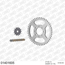 Kit chaine 420 AFAM - Couronne acier - Type de chaine au choix - SUZUKI TS 50 X K 1980-1981