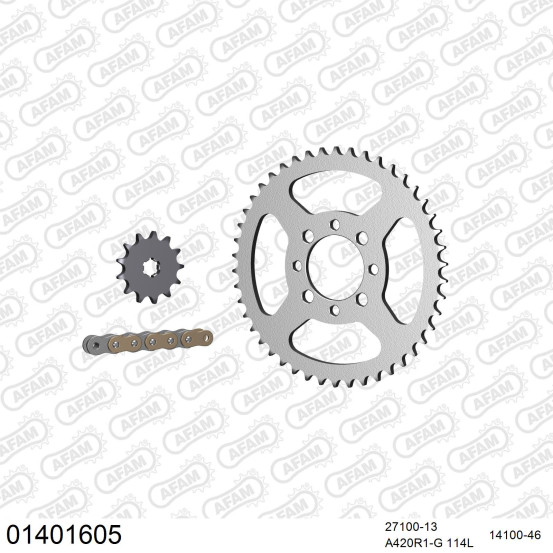 Kit chaine 420 AFAM - Couronne acier - Type de chaine au choix - SUZUKI TS 50 X K 1980-1981