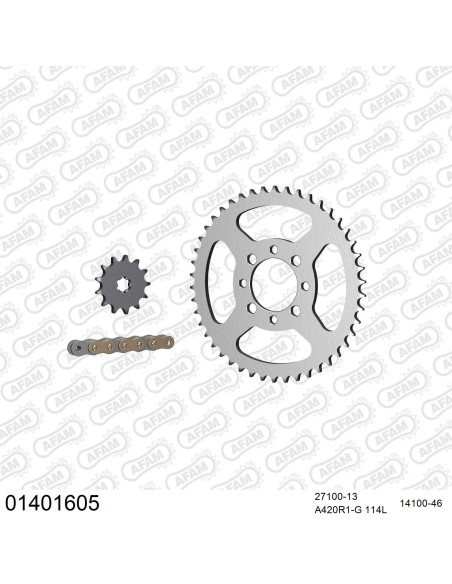 Kit chaine 420 AFAM - Couronne acier - Type de chaine au choix - SUZUKI TS 50 X K 1980-1981