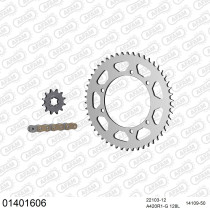 Kit chaine 420 AFAM - Couronne acier - Type de chaine au choix - SUZUKI RMX 50 1996-2003