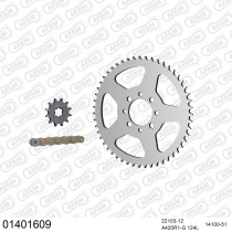 Kit chaine 420 AFAM - Couronne acier - Type de chaine au choix - SUZUKI TS 50 ERK BDV 1984-2002