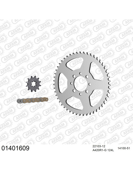 Kit chaine 420 AFAM - Couronne acier - Type de chaine au choix - SUZUKI TS 50 ERK BDV 1984-2002