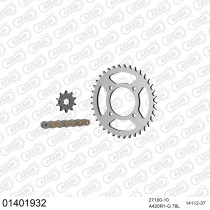 Kit chaine 420 AFAM - Couronne acier - Type de chaine au choix - SUZUKI LT-A 50 2002-2006
