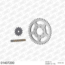 Kit chaine 428 AFAM - Couronne acier - Type de chaine au choix - SUZUKI RG 80 1980-1981