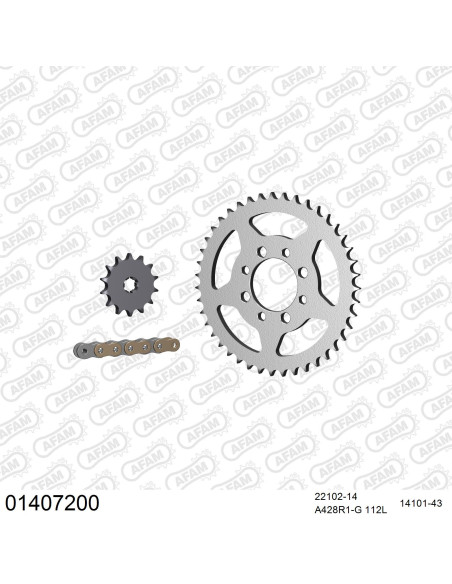 Kit chaine 428 AFAM - Couronne acier - Type de chaine au choix - SUZUKI RG 80 1980-1981
