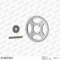 Kit chaine 428 AFAM - Couronne acier - Type de chaine au choix - SUZUKI RG 80 GAMMA 1984-1993