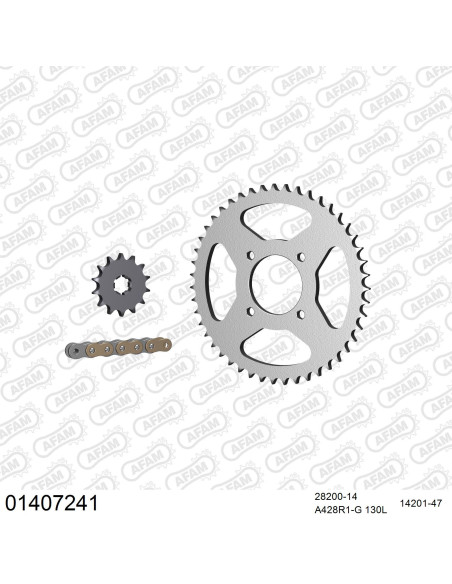Kit chaine 428 AFAM - Couronne acier - Type de chaine au choix - SUZUKI RG 80 GAMMA 1984-1993
