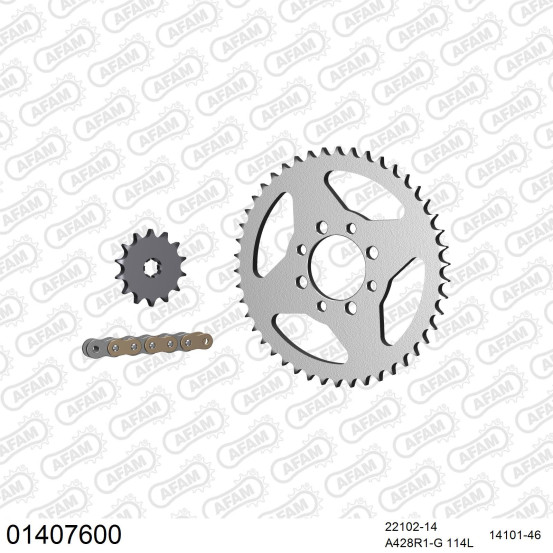 Kit chaine 428 AFAM - Couronne acier - Type de chaine au choix - SUZUKI TS 80 ER 1981-1984