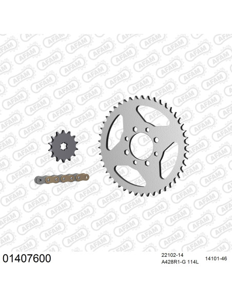 Kit chaine 428 AFAM - Couronne acier - Type de chaine au choix - SUZUKI TS 80 ER 1981-1984