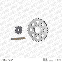 Kit chaine 428 AFAM - Couronne acier - Type de chaine au choix - SUZUKI DS 80 1980-2000