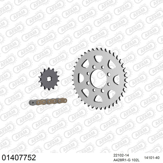 Kit chaine 428 AFAM - Couronne acier - Type de chaine au choix - SUZUKI JR 80 2001-2007