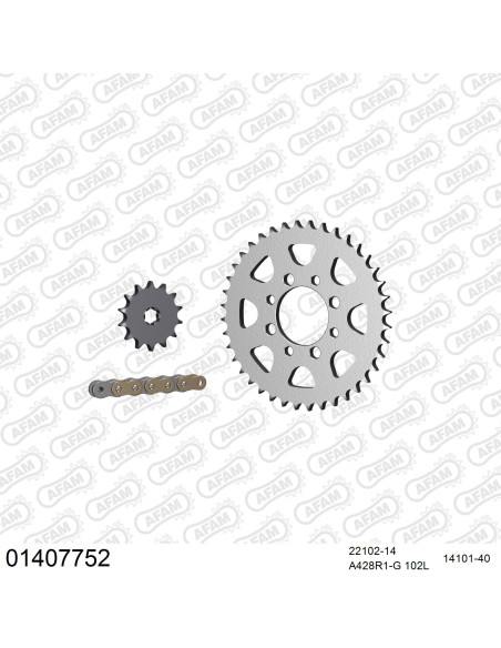 Kit chaine 428 AFAM - Couronne acier - Type de chaine au choix - SUZUKI JR 80 2001-2007