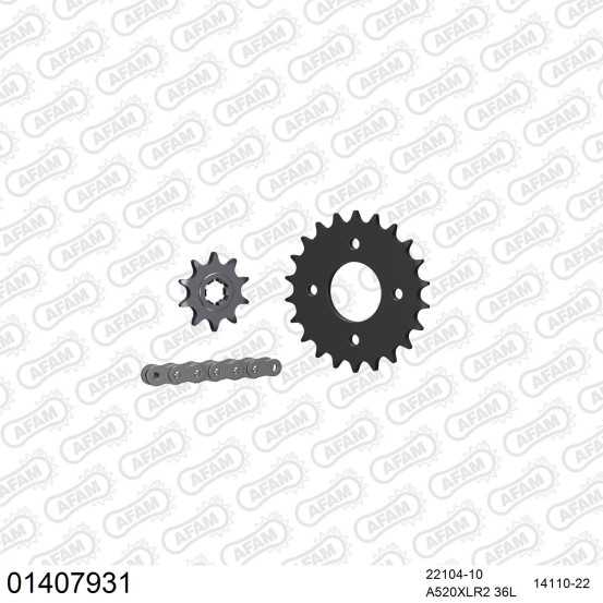 Kit chaine 520 AFAM - Couronne acier - Type de chaine au choix - SUZUKI LT 80 1987-2006