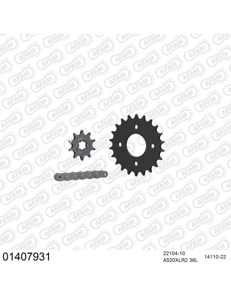Kit chaine 520 AFAM - Couronne acier - Type de chaine au choix - SUZUKI LT 80 1987-2006