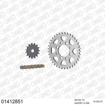 Kit chaine 420 AFAM - Couronne acier - Type de chaine au choix - SUZUKI DRZ 110 2003-2005