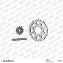 Kit chaine 420 AFAM - Couronne acier - Type de chaine au choix - SUZUKI DRZ 110 2001-2002