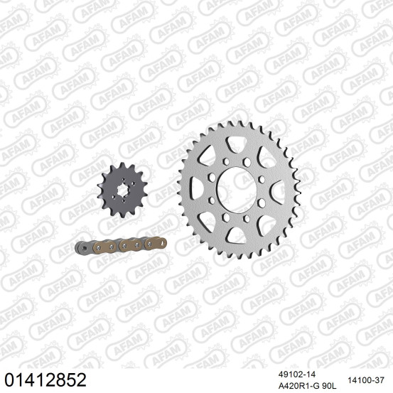Kit chaine 420 AFAM - Couronne acier - Type de chaine au choix - SUZUKI DRZ 110 2001-2002