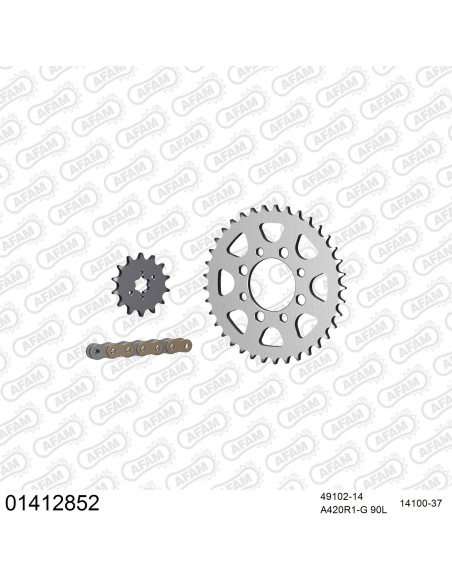 Kit chaine 420 AFAM - Couronne acier - Type de chaine au choix - SUZUKI DRZ 110 2001-2002