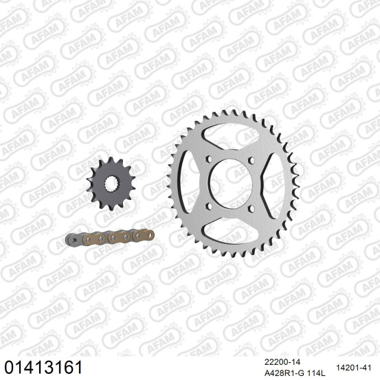 Kit chaine 428 AFAM - Couronne acier - Type de chaine au choix - SUZUKI GN 125 1982-1996