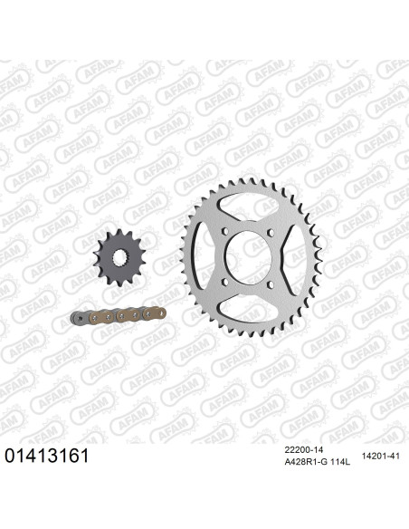 Kit chaine 428 AFAM - Couronne acier - Type de chaine au choix - SUZUKI GN 125 1982-1996