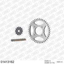 Kit chaine 428 AFAM - Couronne acier - Type de chaine au choix - SUZUKI GN 125 1997-2001