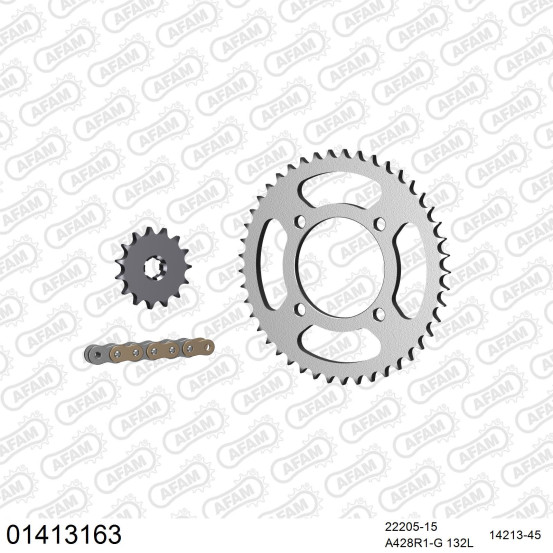 Kit chaine 428 AFAM - Couronne acier - Type de chaine au choix - SUZUKI GZ 125 MARAUDER 1998-2011