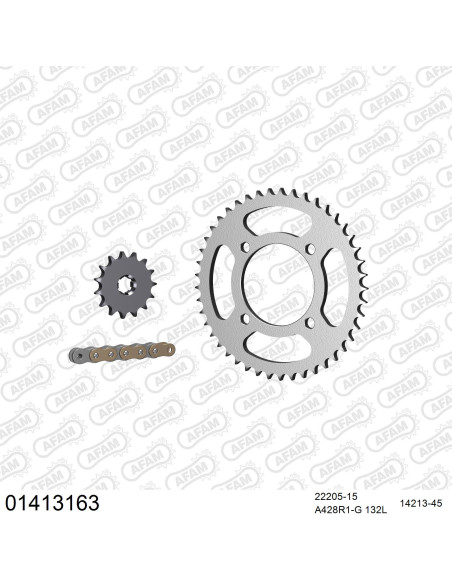 Kit chaine 428 AFAM - Couronne acier - Type de chaine au choix - SUZUKI GZ 125 MARAUDER 1998-2011