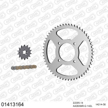 Kit chaine 428 AFAM - Couronne acier - Type de chaine au choix - SUZUKI VL 125 INTRUDER 1999-2008
