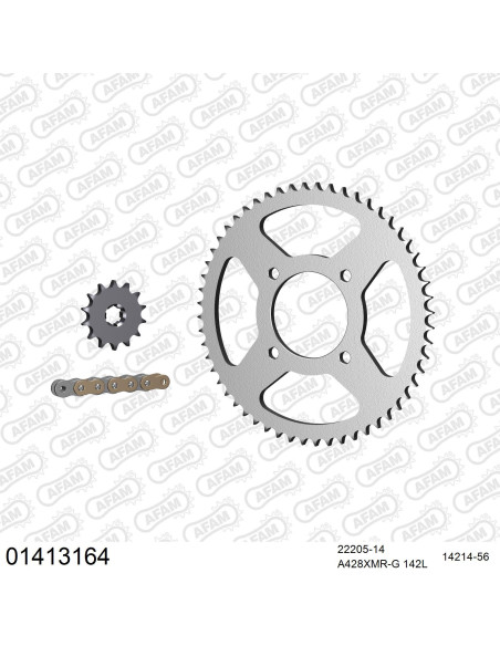 Kit chaine 428 AFAM - Couronne acier - Type de chaine au choix - SUZUKI VL 125 INTRUDER 1999-2008