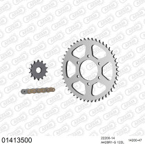 Kit chaine 428 AFAM - Couronne acier - Type de chaine au choix - SUZUKI DR 125 S 1982-1984