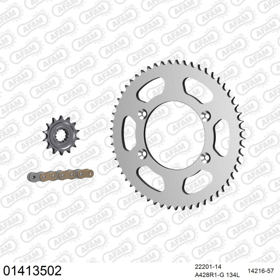 Kit chaine 428 AFAM - Couronne acier - Type de chaine au choix - SUZUKI DR-Z 125 L 2003-2020