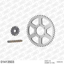 Kit chaine 428 AFAM - Couronne acier - Type de chaine au choix - SUZUKI DR 125 SE 0-2001