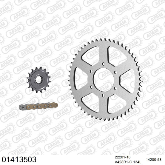 Kit chaine 428 AFAM - Couronne acier - Type de chaine au choix - SUZUKI DR 125 SE 0-2001