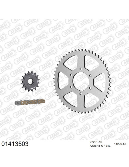 Kit chaine 428 AFAM - Couronne acier - Type de chaine au choix - SUZUKI DR 125 SE 0-2001