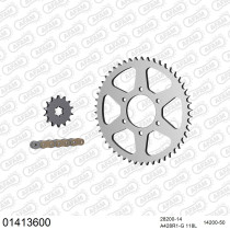 Kit chaine 428 AFAM - Couronne acier - Type de chaine au choix - SUZUKI TS 125 A / B 1975-1978